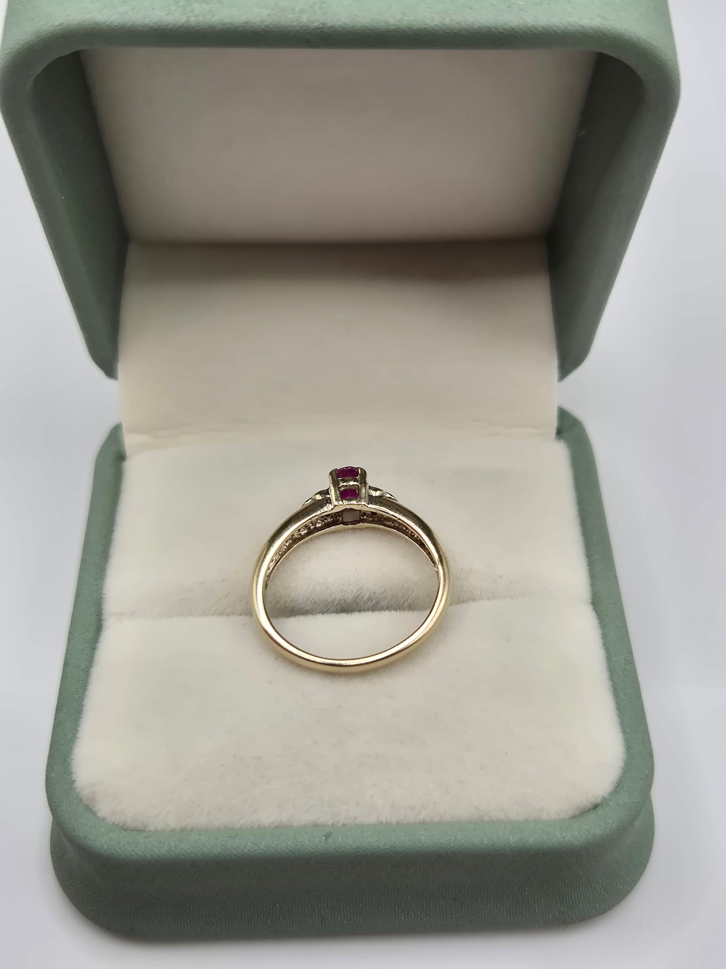 9ct gold ruby and pink topaz ring