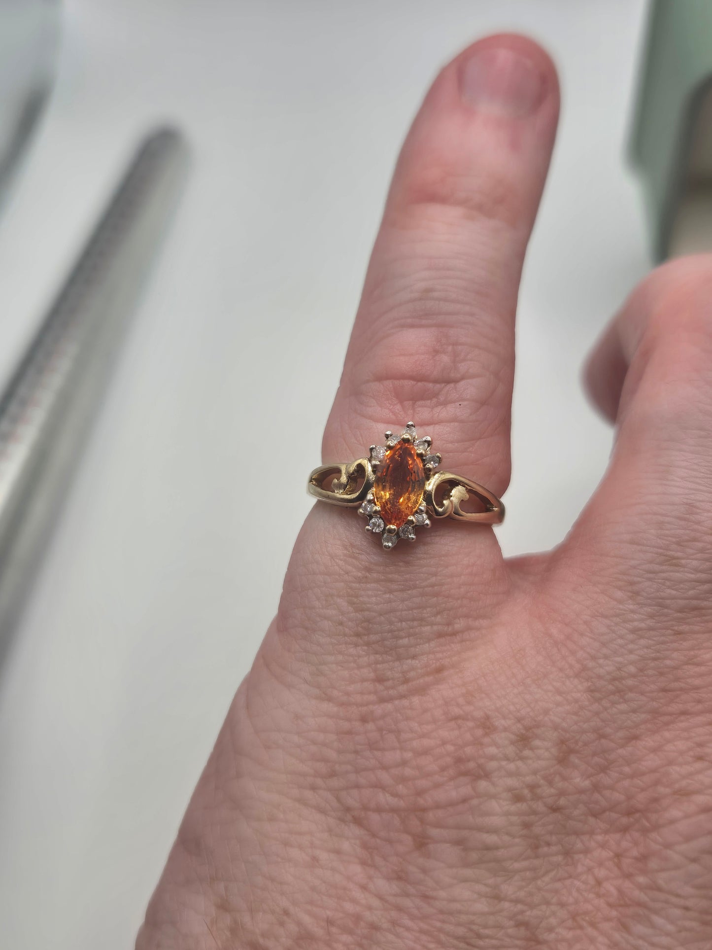 9ct gold citrine and diamond ring