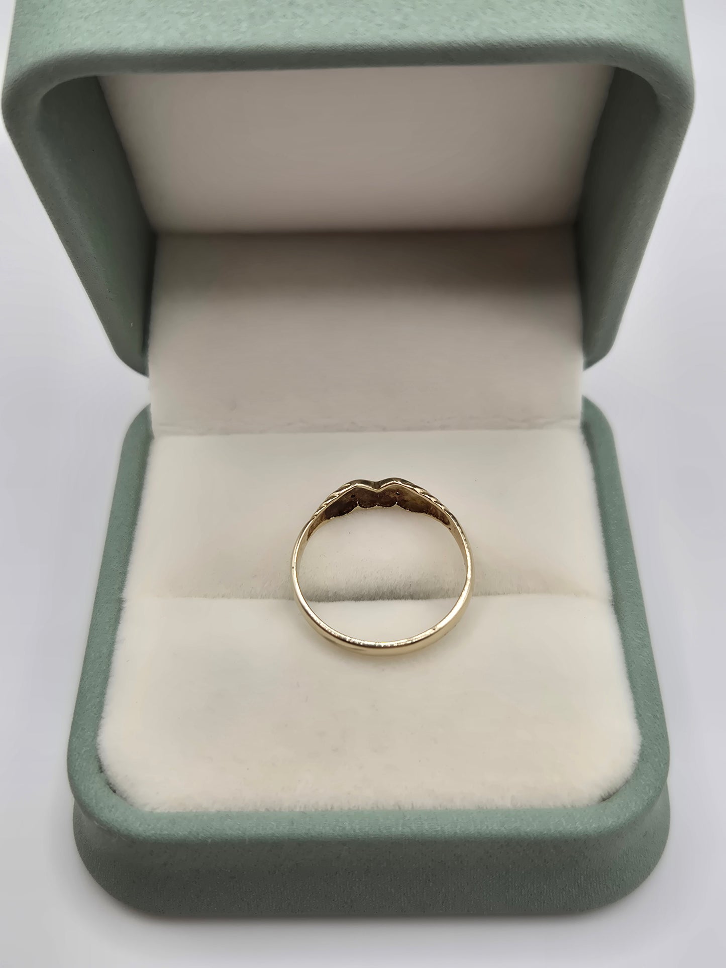 9ct gold diamond double heart ring