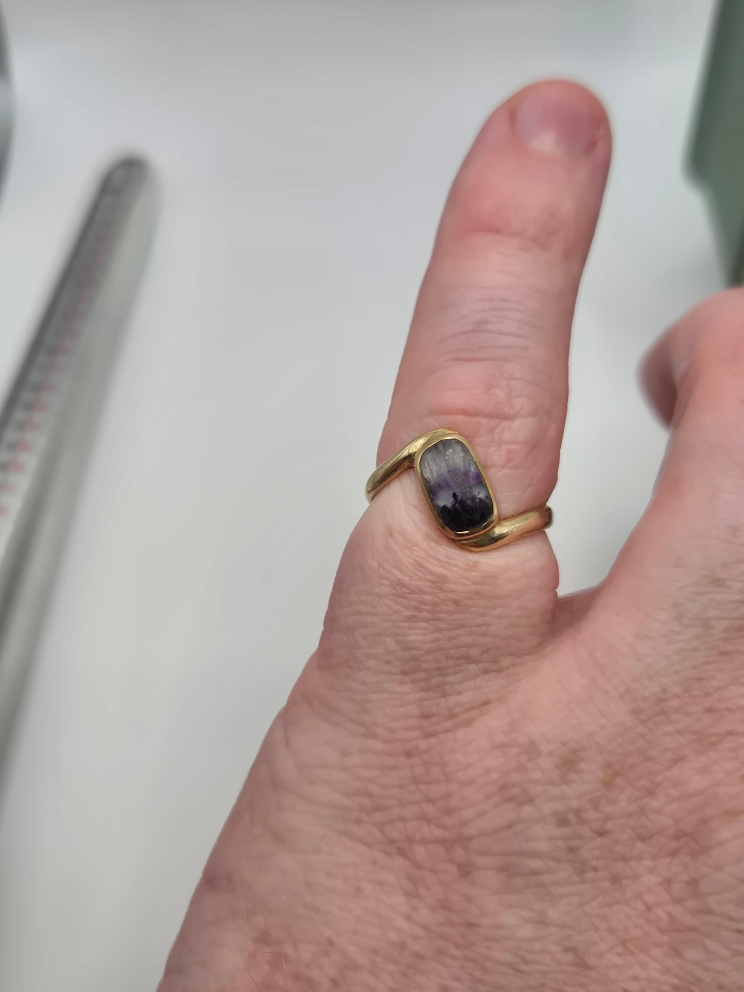 9ct gold Blue John ring