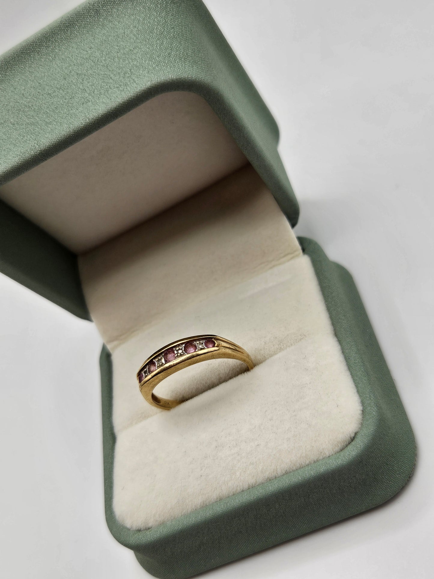 9ct gold pink topaz and diamond ring