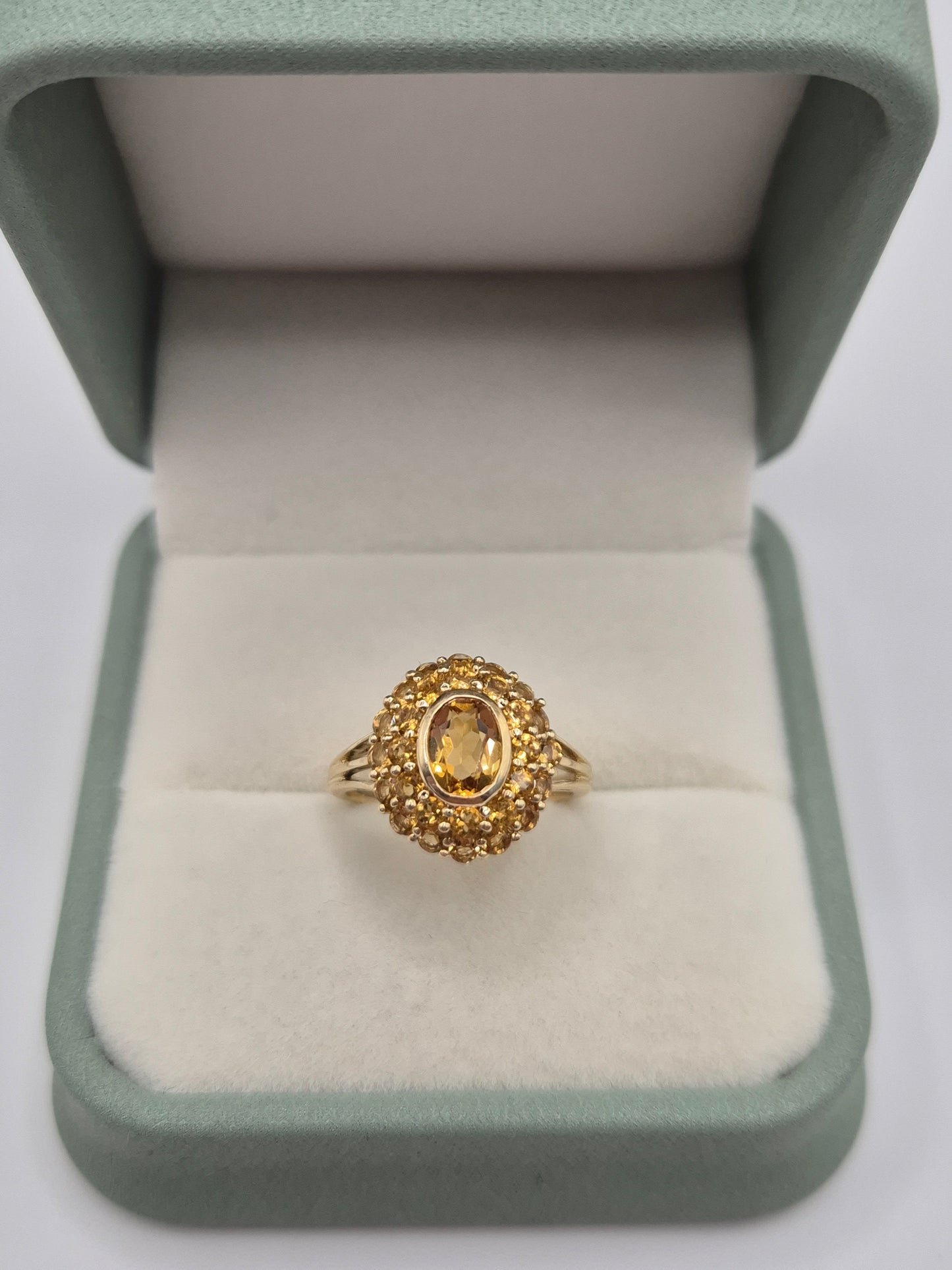 9ct gold citrine cluster ring