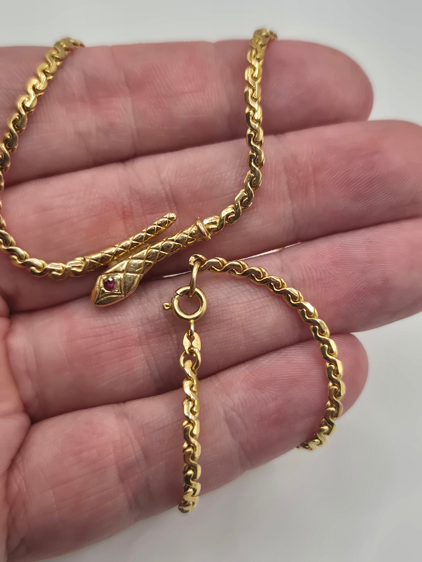 9ct gold ruby snake necklace