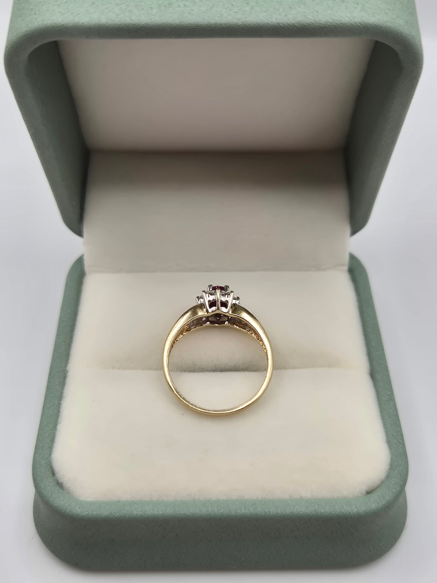9ct gold ruby and diamond ring