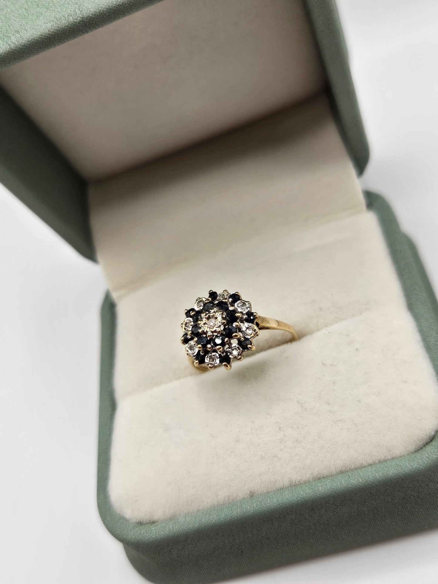 9ct gold sapphire and diamond ring