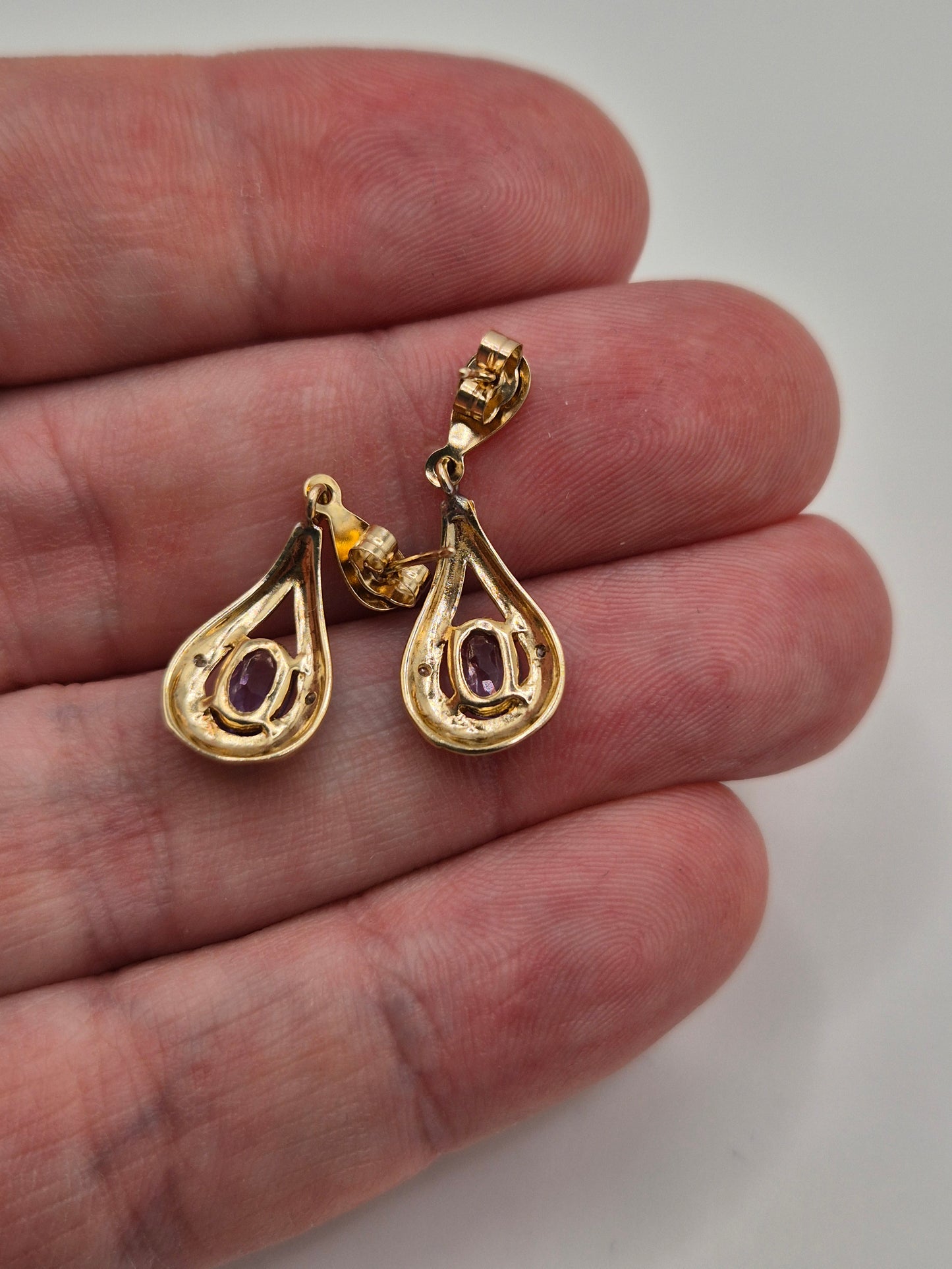 9ct gold amethyst and diamond earrings