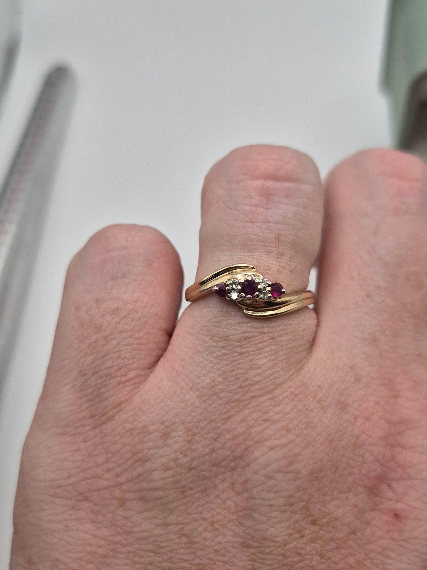 9ct gold ruby and diamond ring