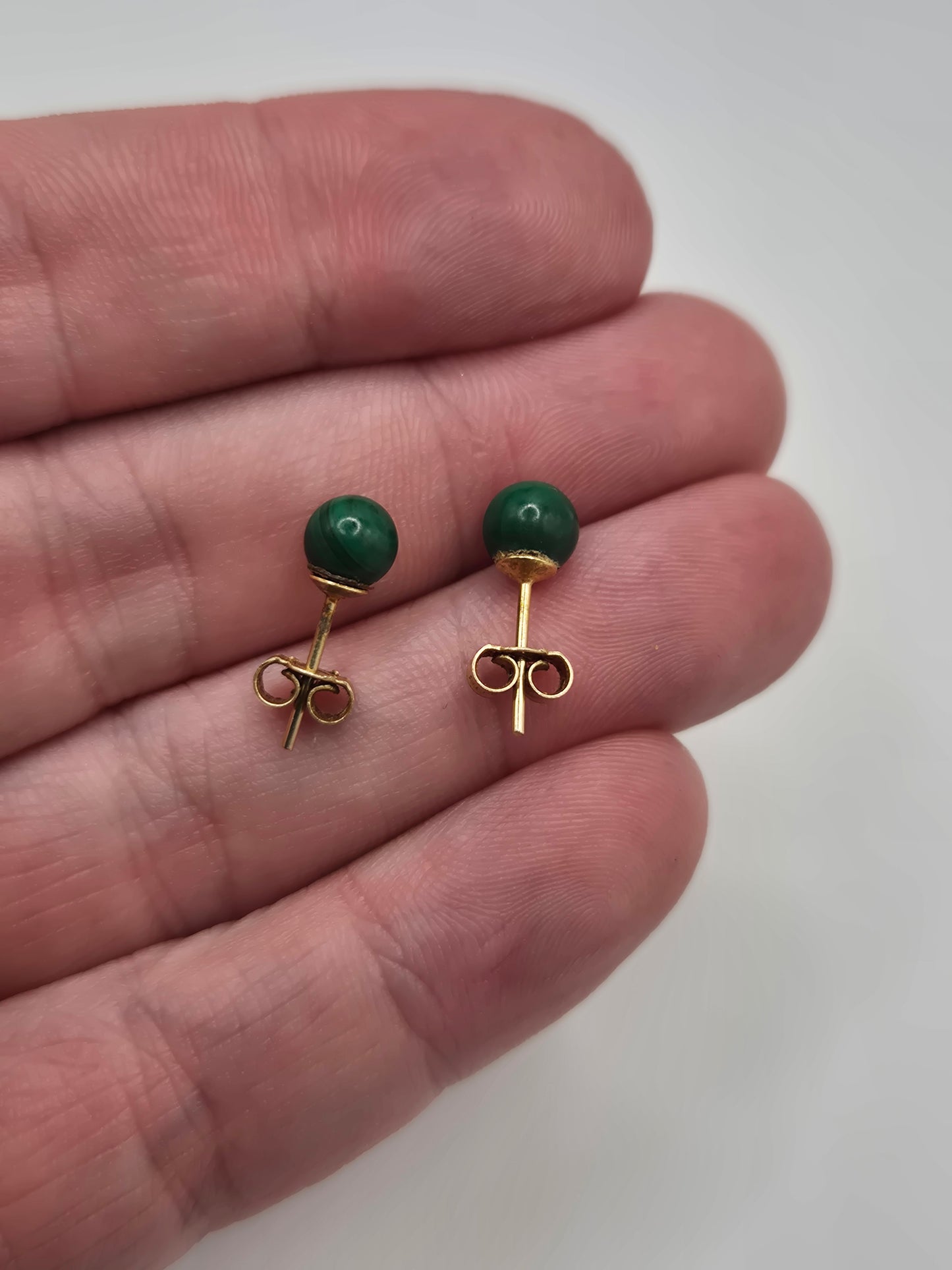 9ct gold malachite earrings