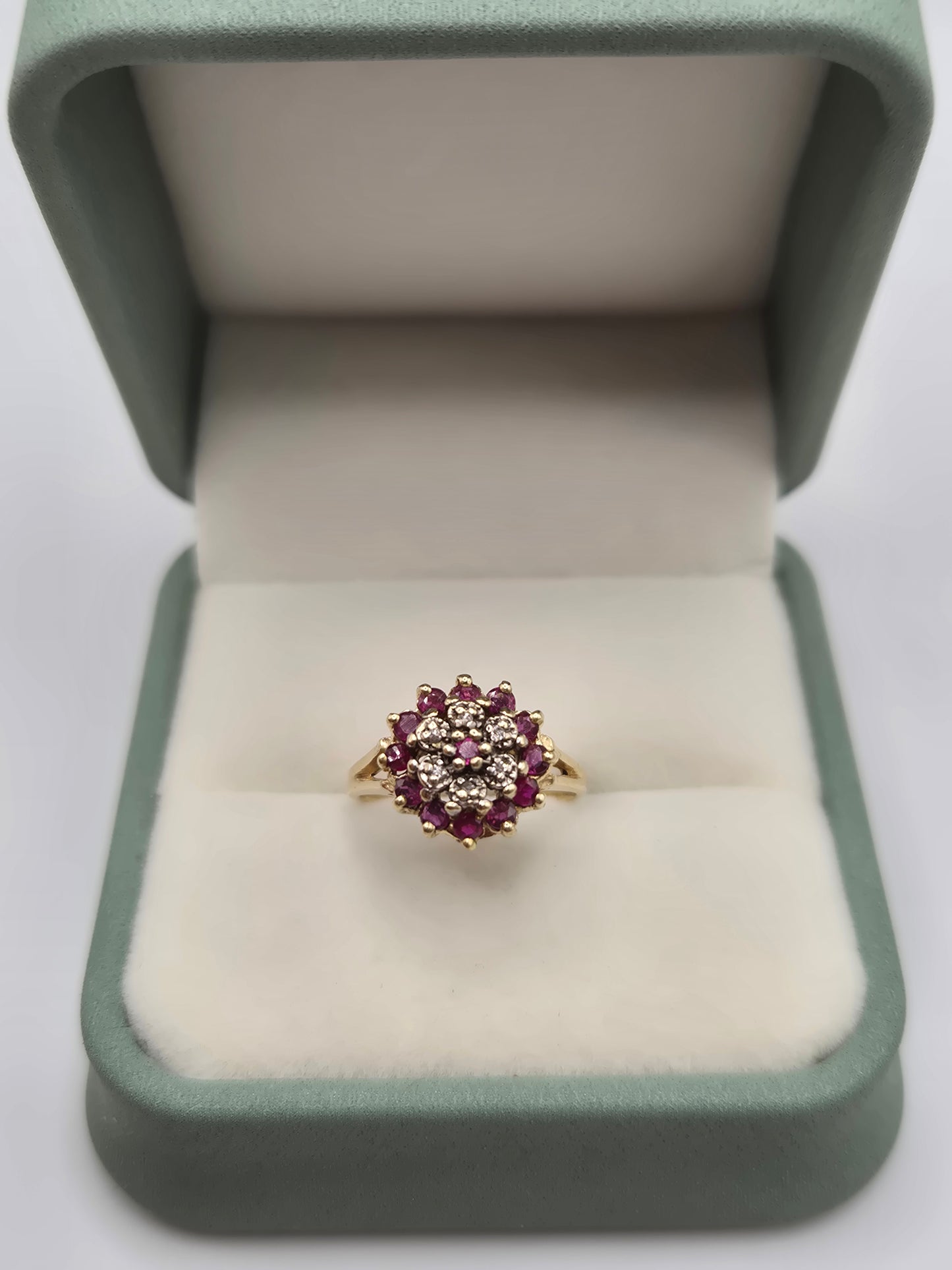 9ct gold ruby and diamond ring