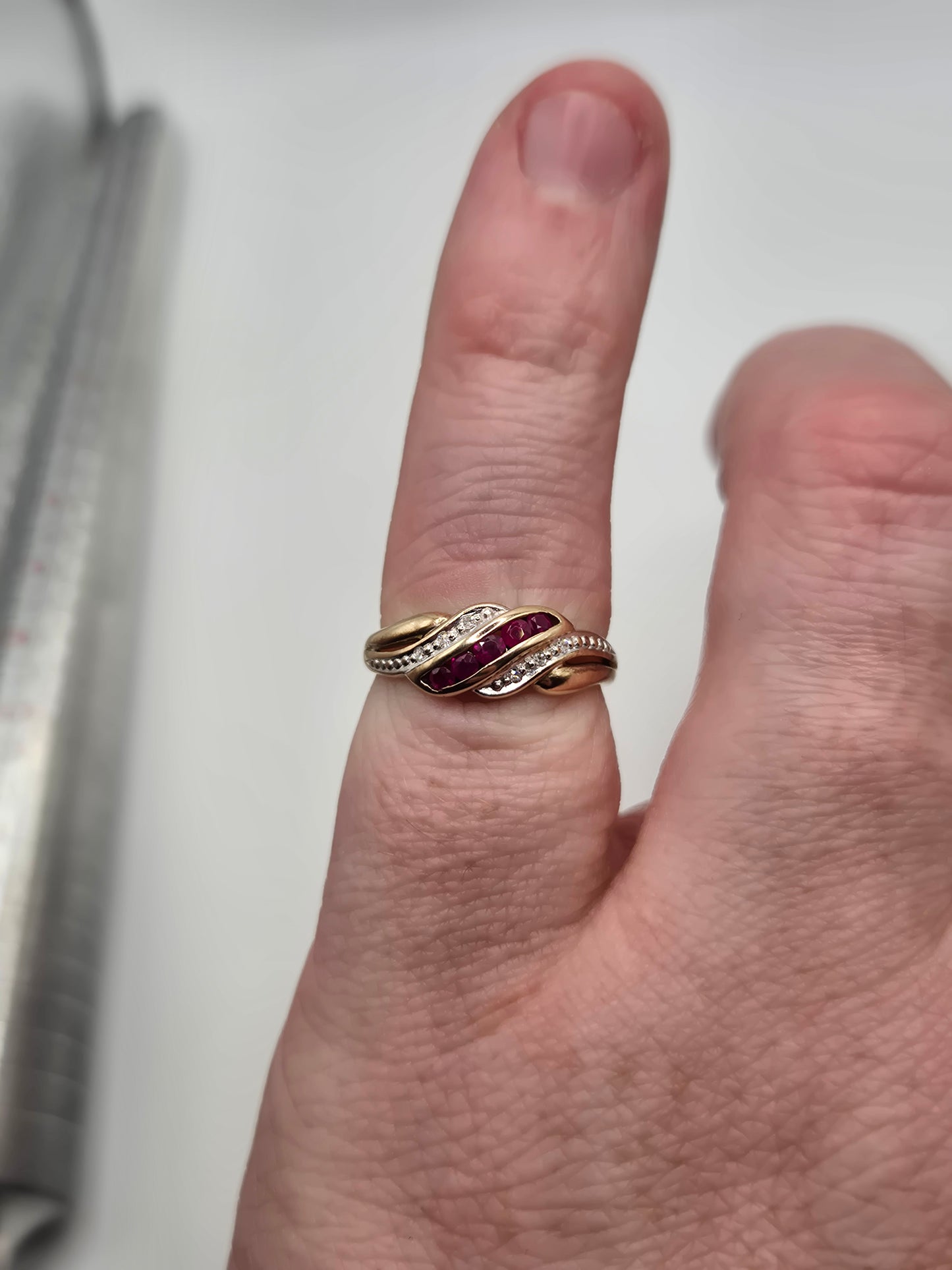 9ct rose gold ruby and diamond ring