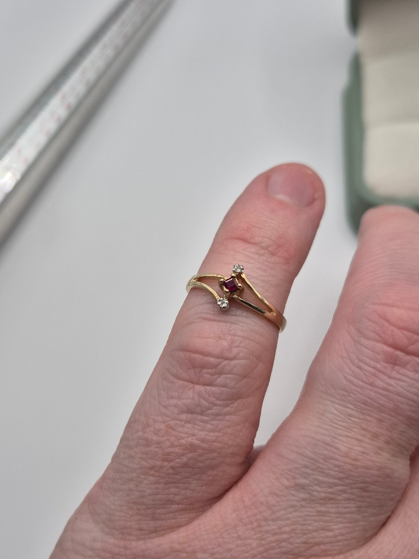9ct gold ruby and diamond ring