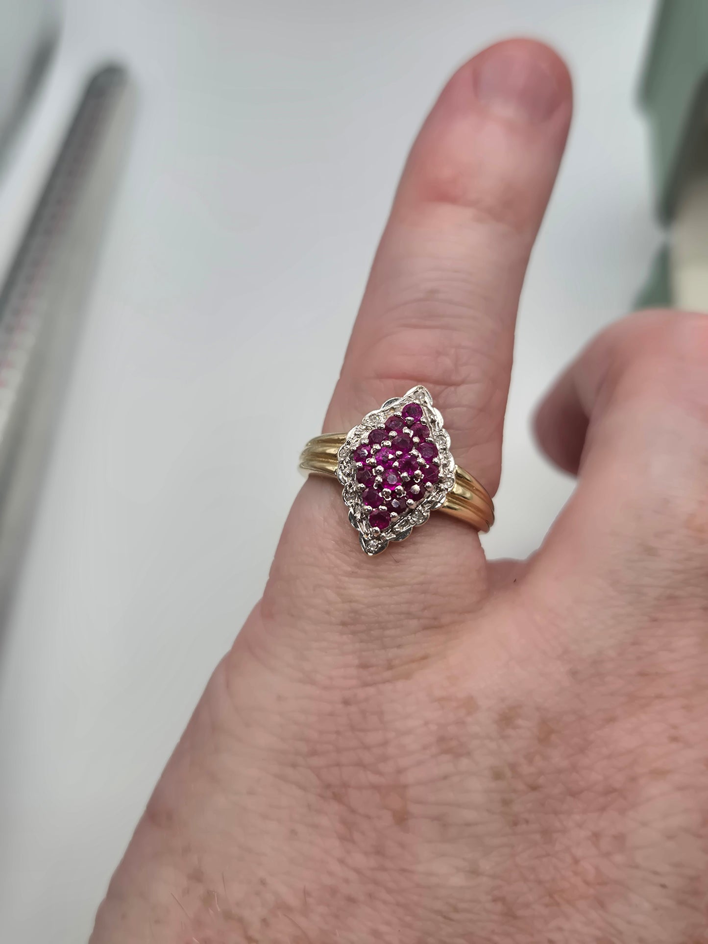 9ct gold ruby and diamond ring