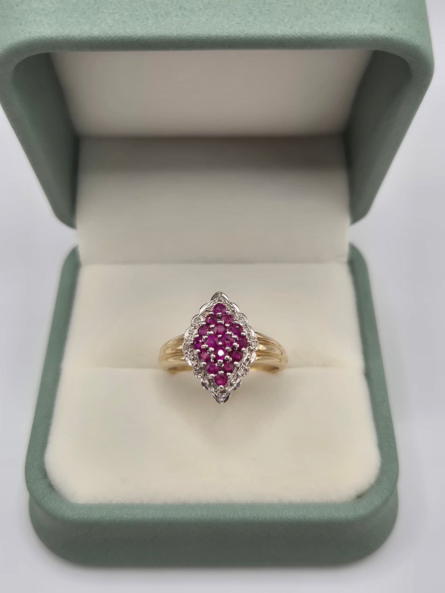 9ct gold ruby and diamond ring