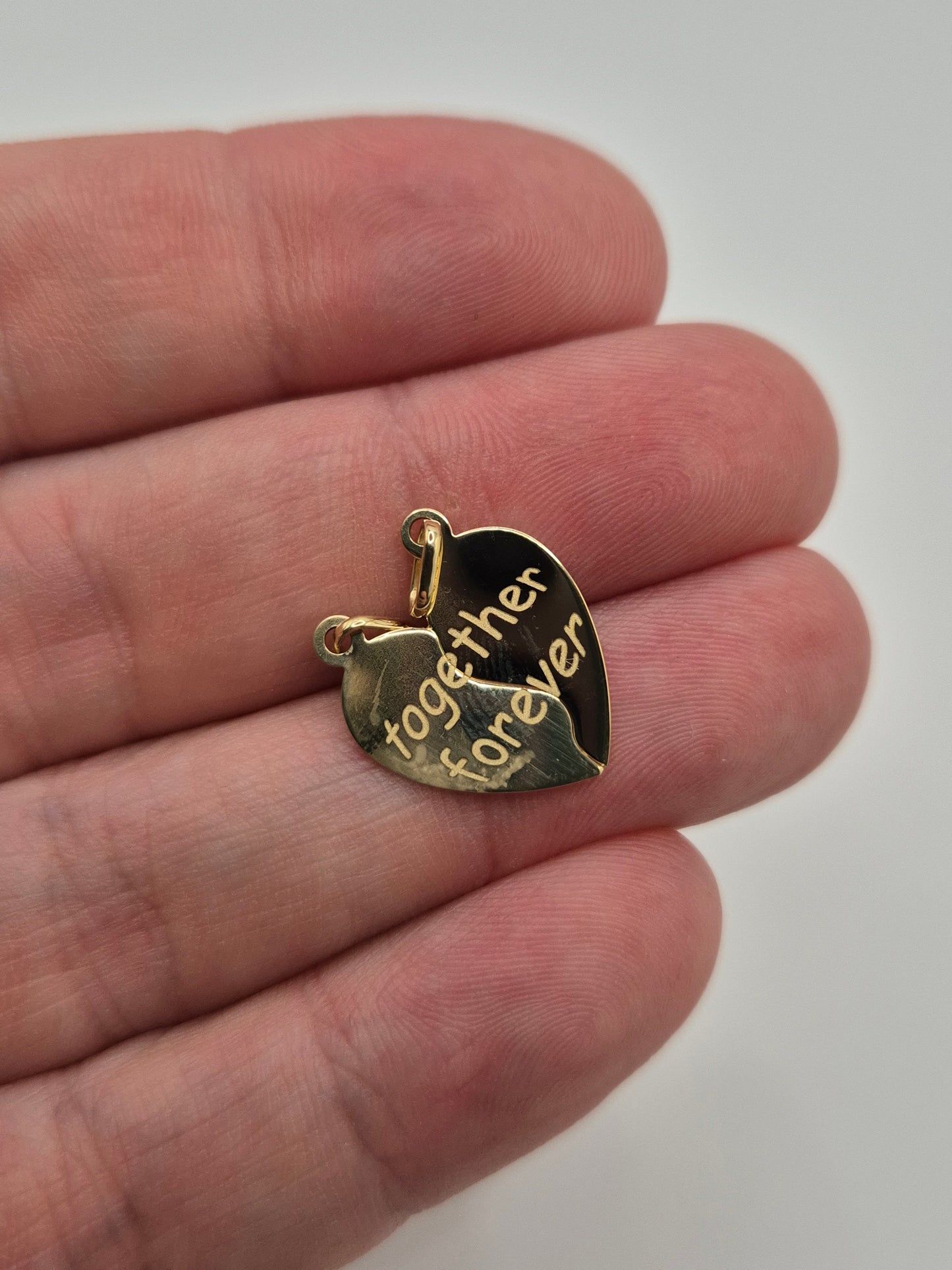 9ct gold "i love you" split heart charm
