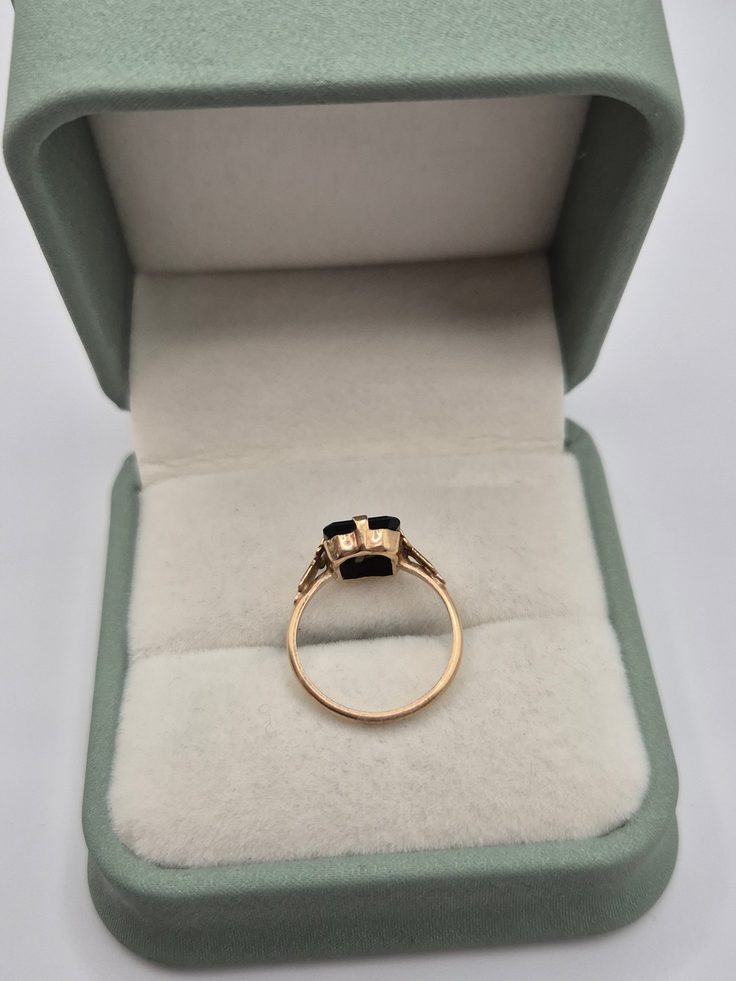 9ct gold onyx initial ring