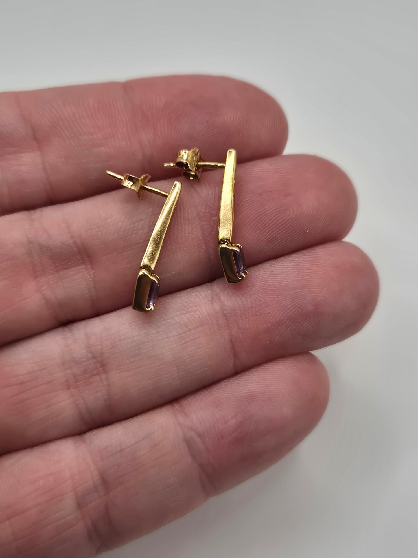 9ct gold amethyst and diamond earrings