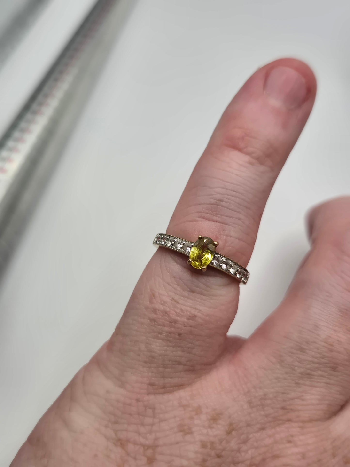 9ct gold citrine and zircon ring