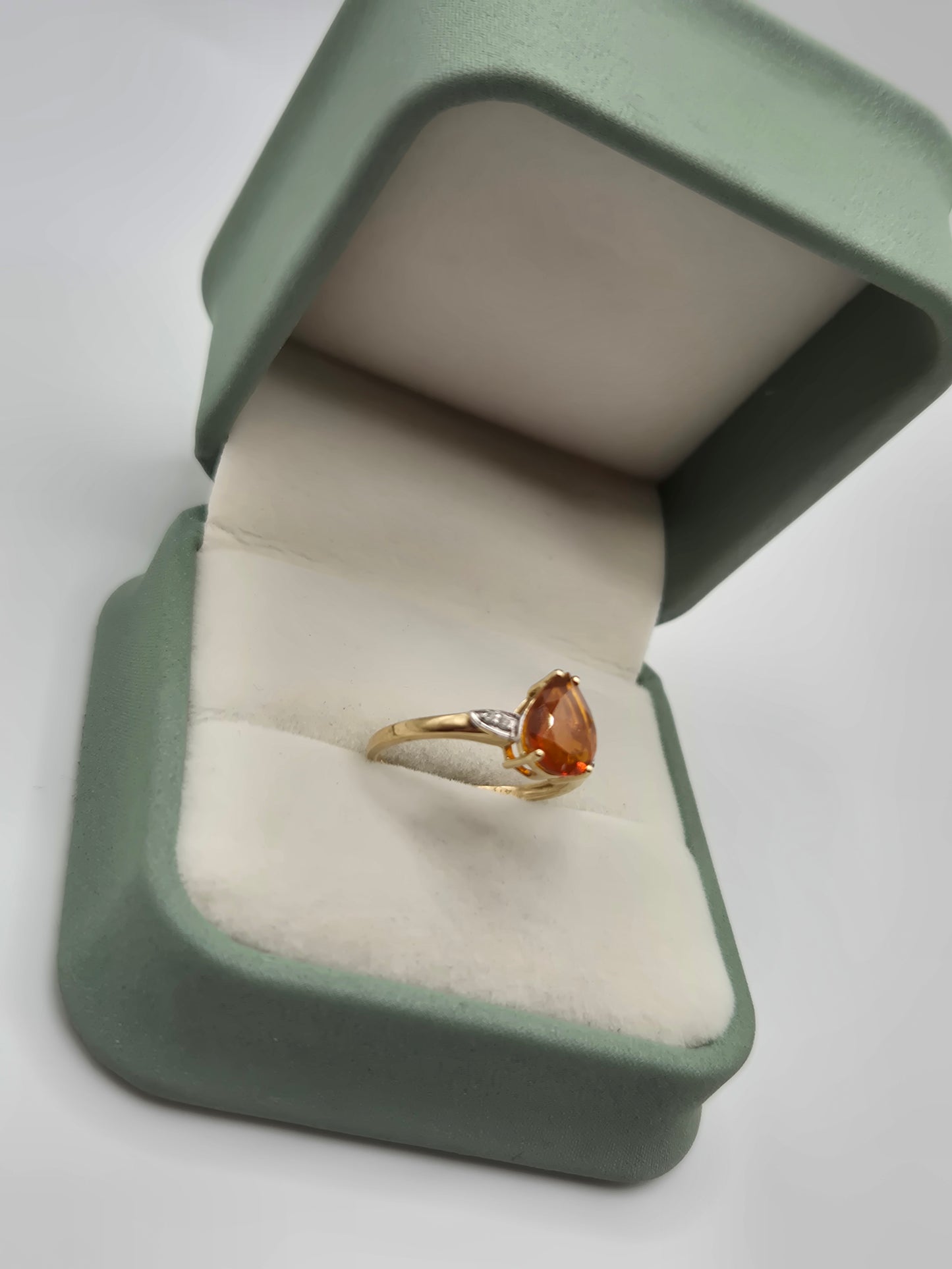 9ct gold fire opal and diamond ring