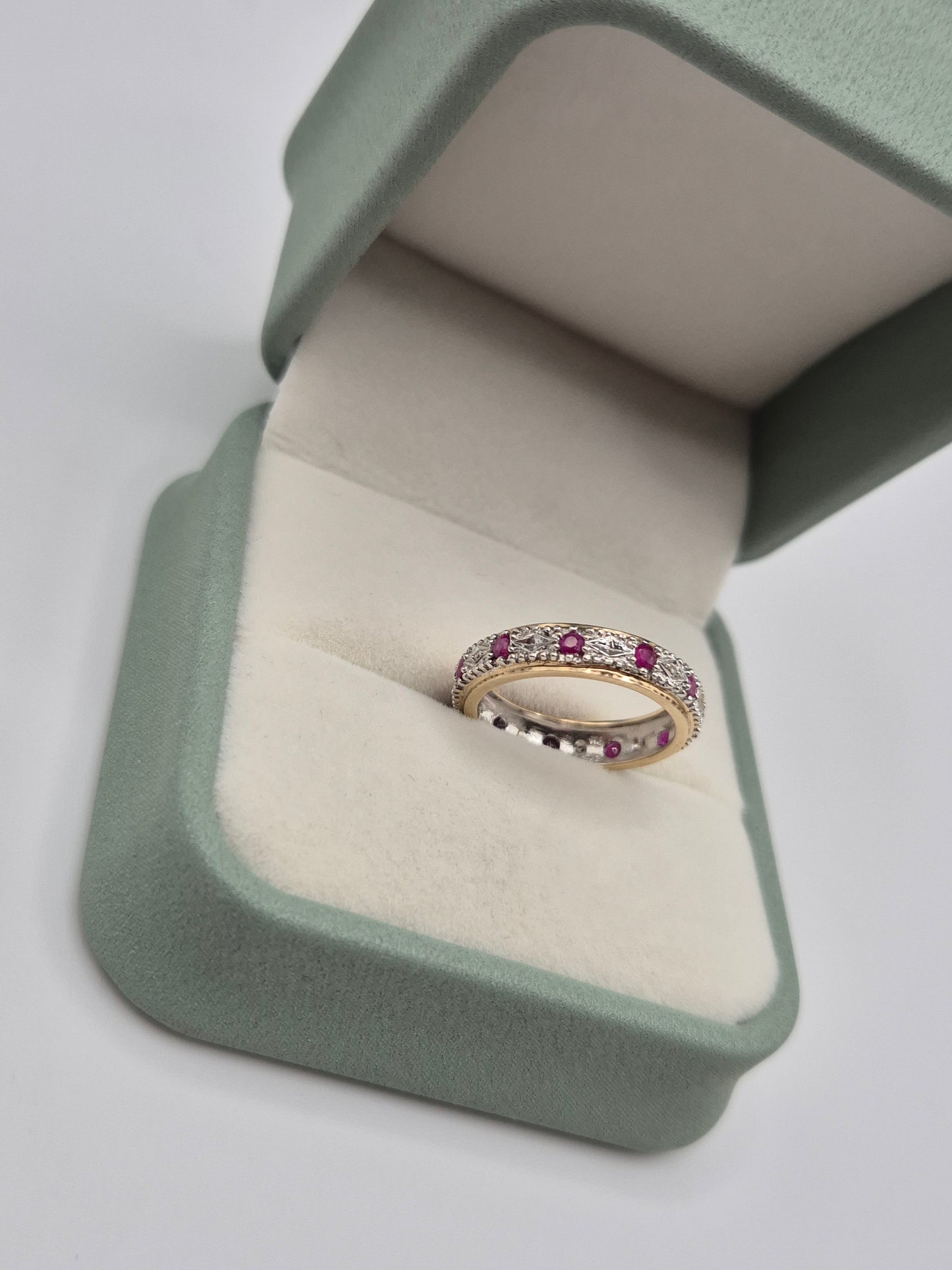 9ct gold ruby and diamond eternity ring