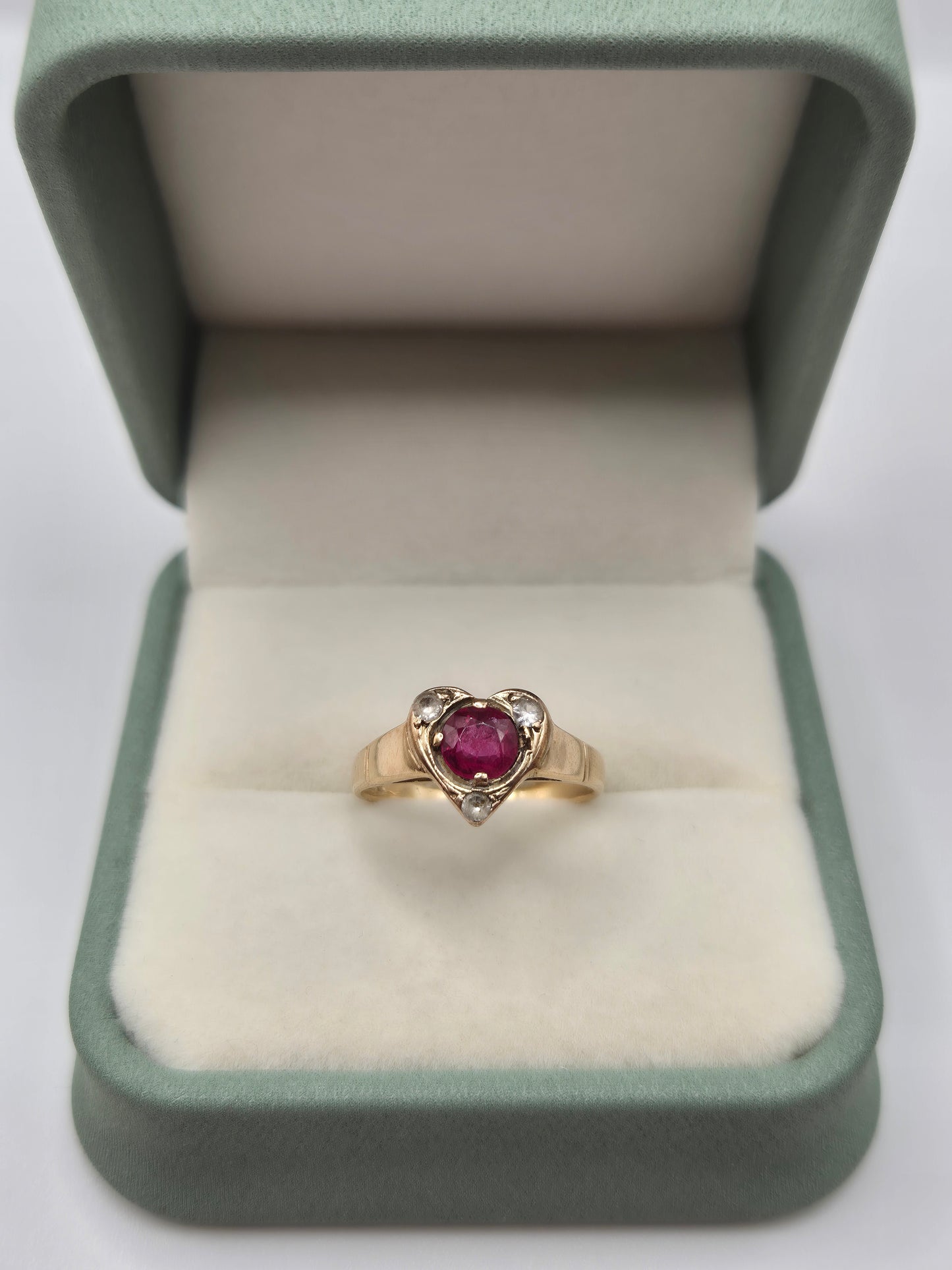 Vintage 9ct gold ruby and diamond ring