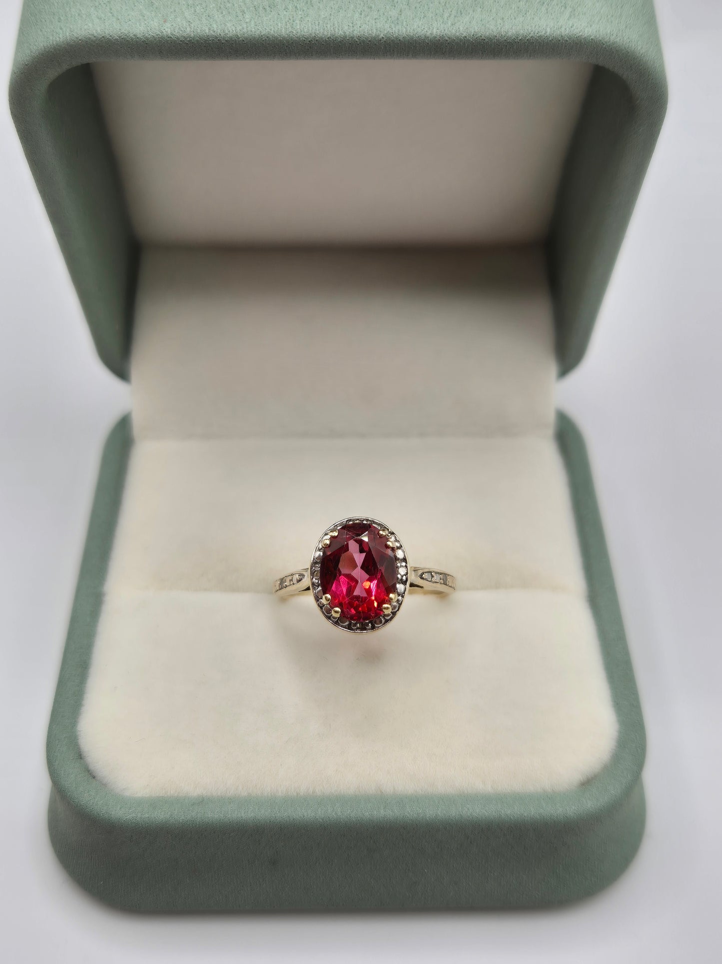 9ct gold tourmaline and diamond ring
