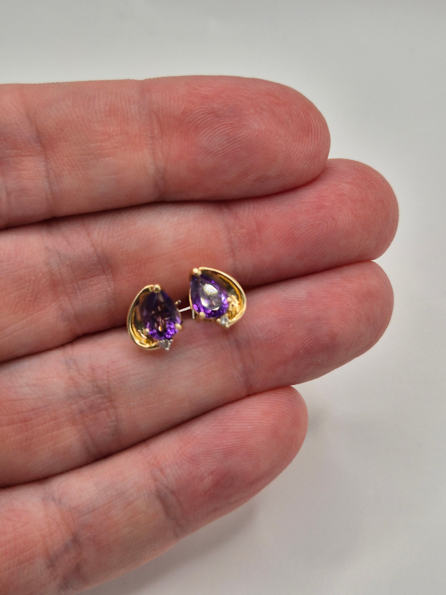 9ct gold amethyst and diamond earrings