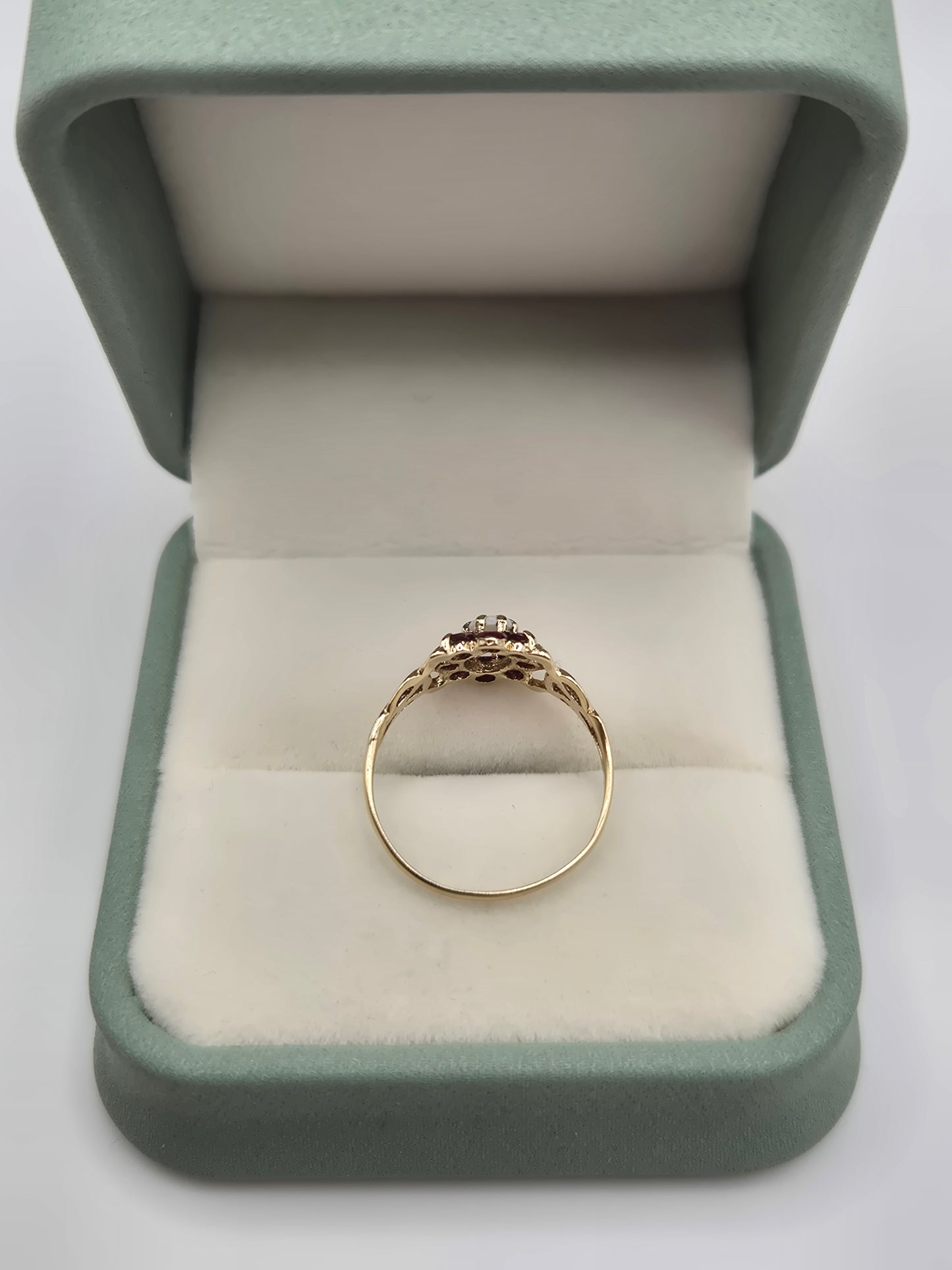 9ct gold opal and ruby ring