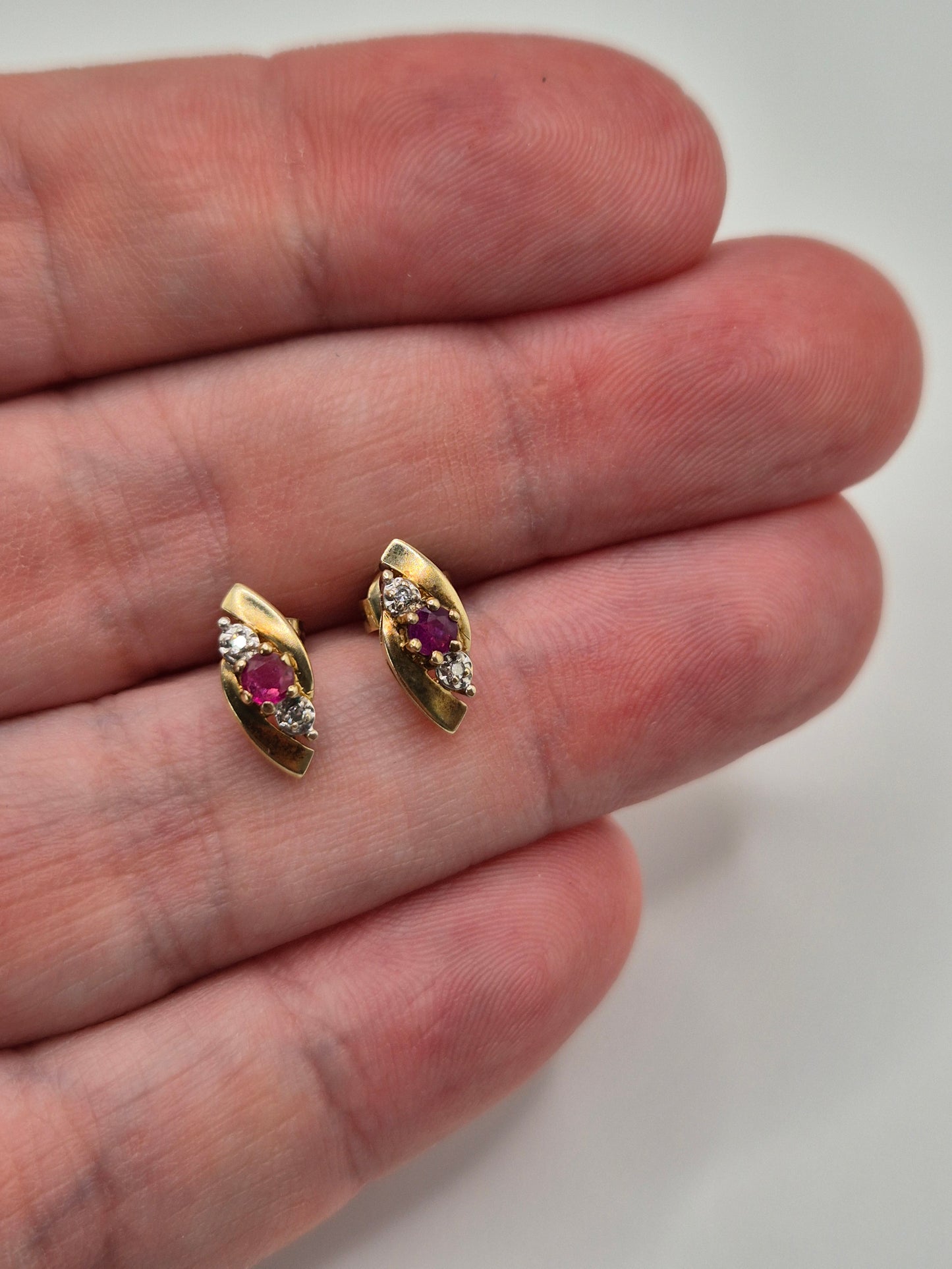 9ct gold ruby and diamond earrings