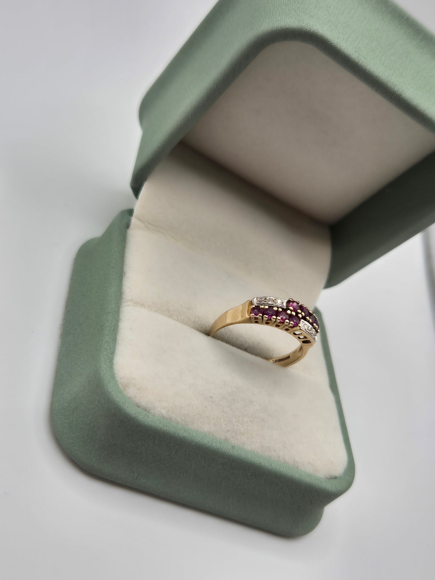 9ct gold ruby and diamond ring