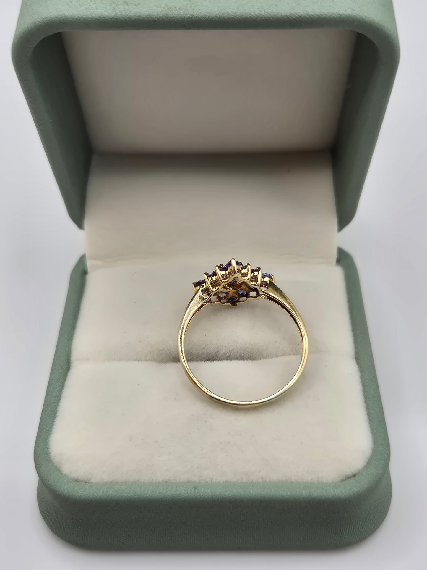 9ct gold tanzanite cluster ring