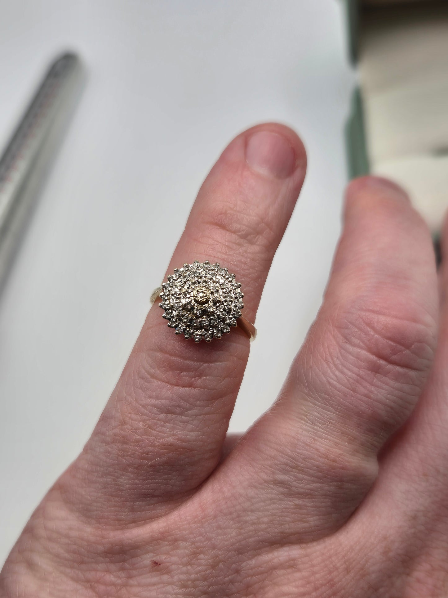 9ct gold diamond cluster ring