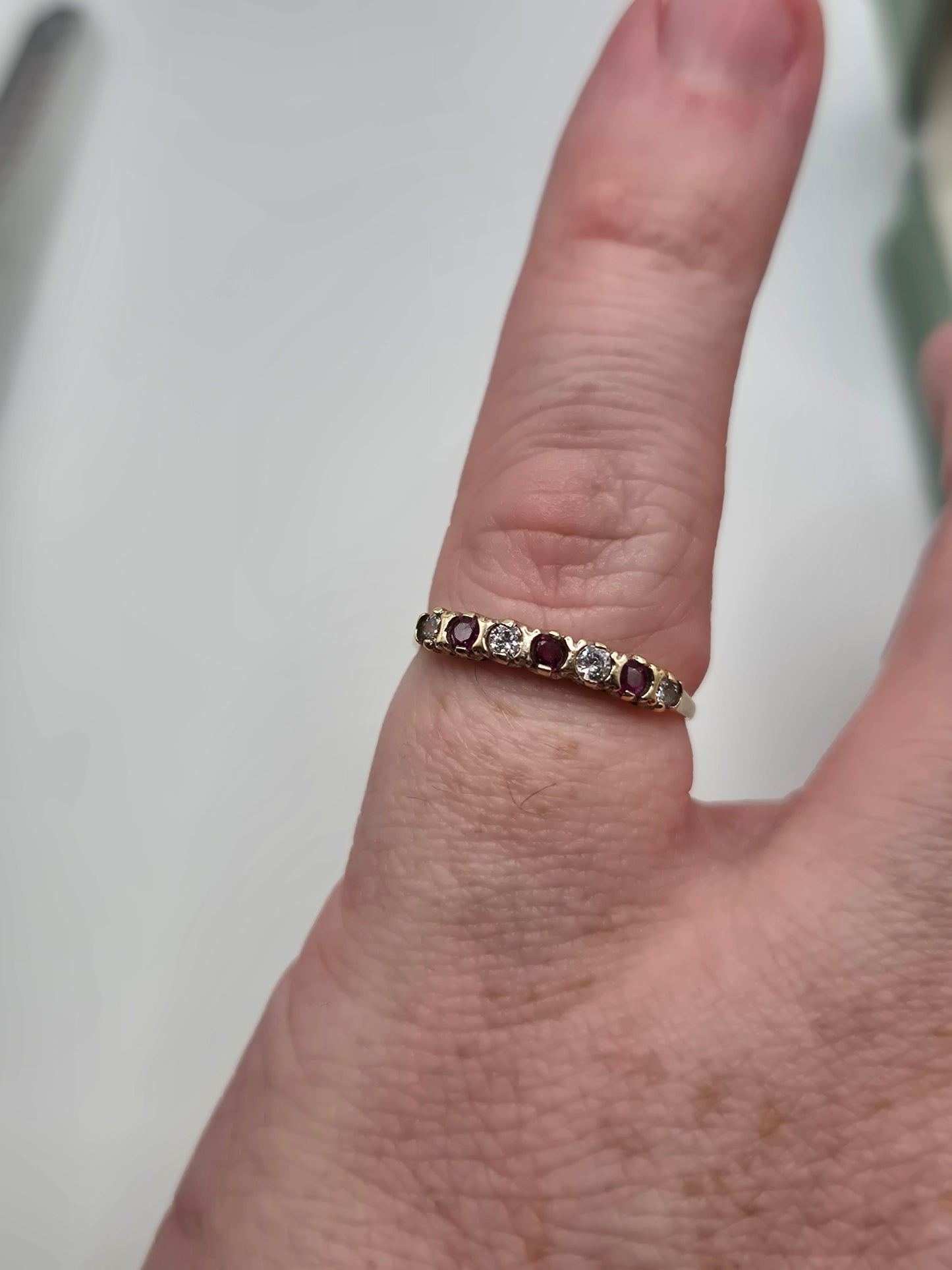 9ct gold ruby and cz ring
