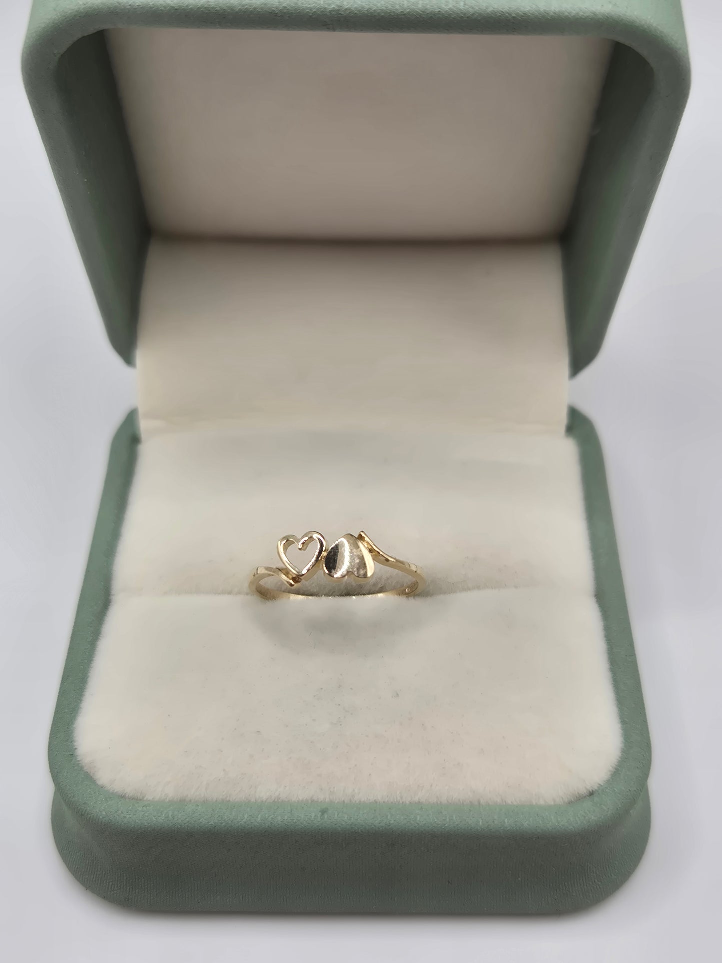 9ct gold double heart ring