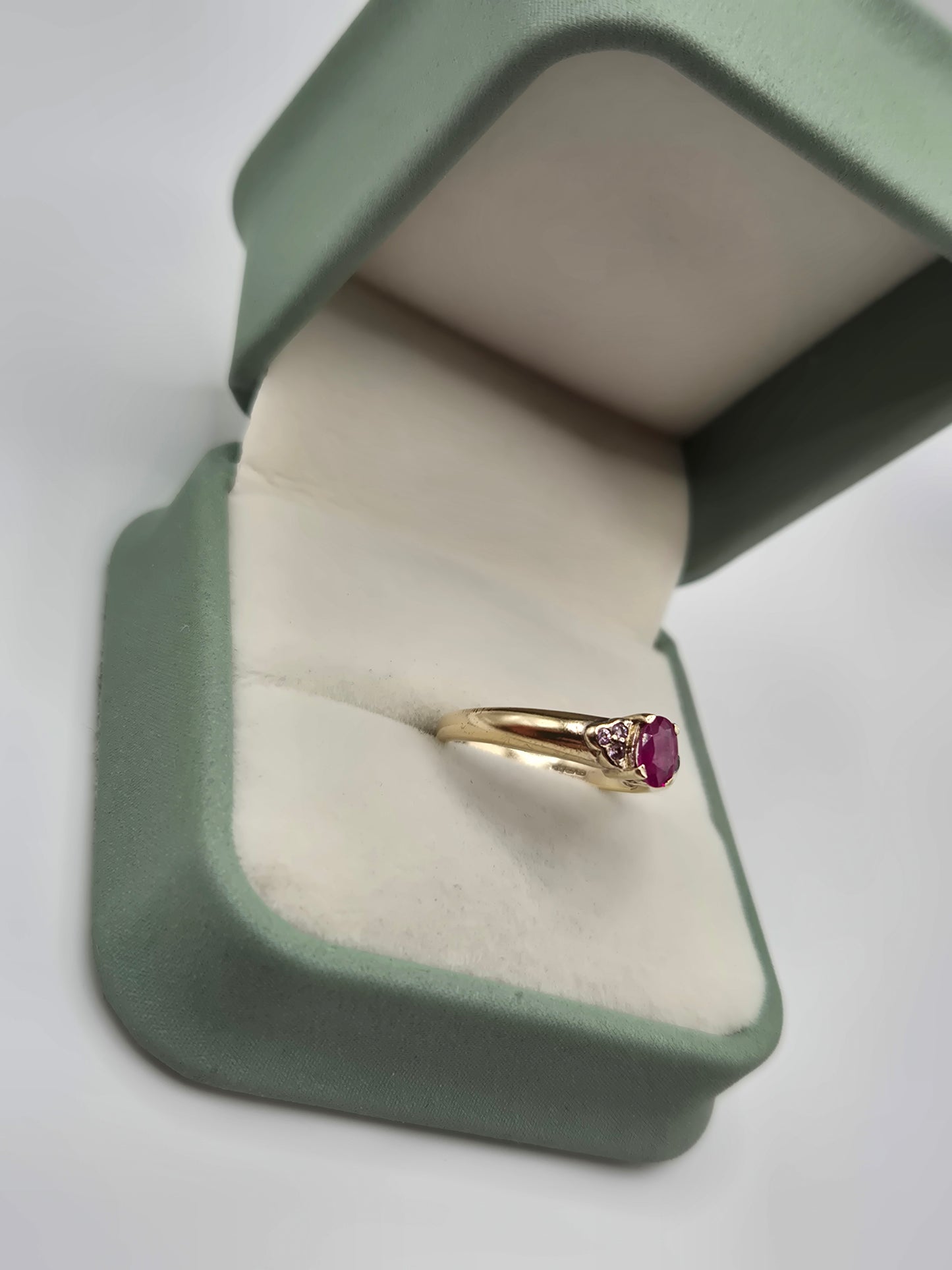 9ct gold ruby and pink topaz ring