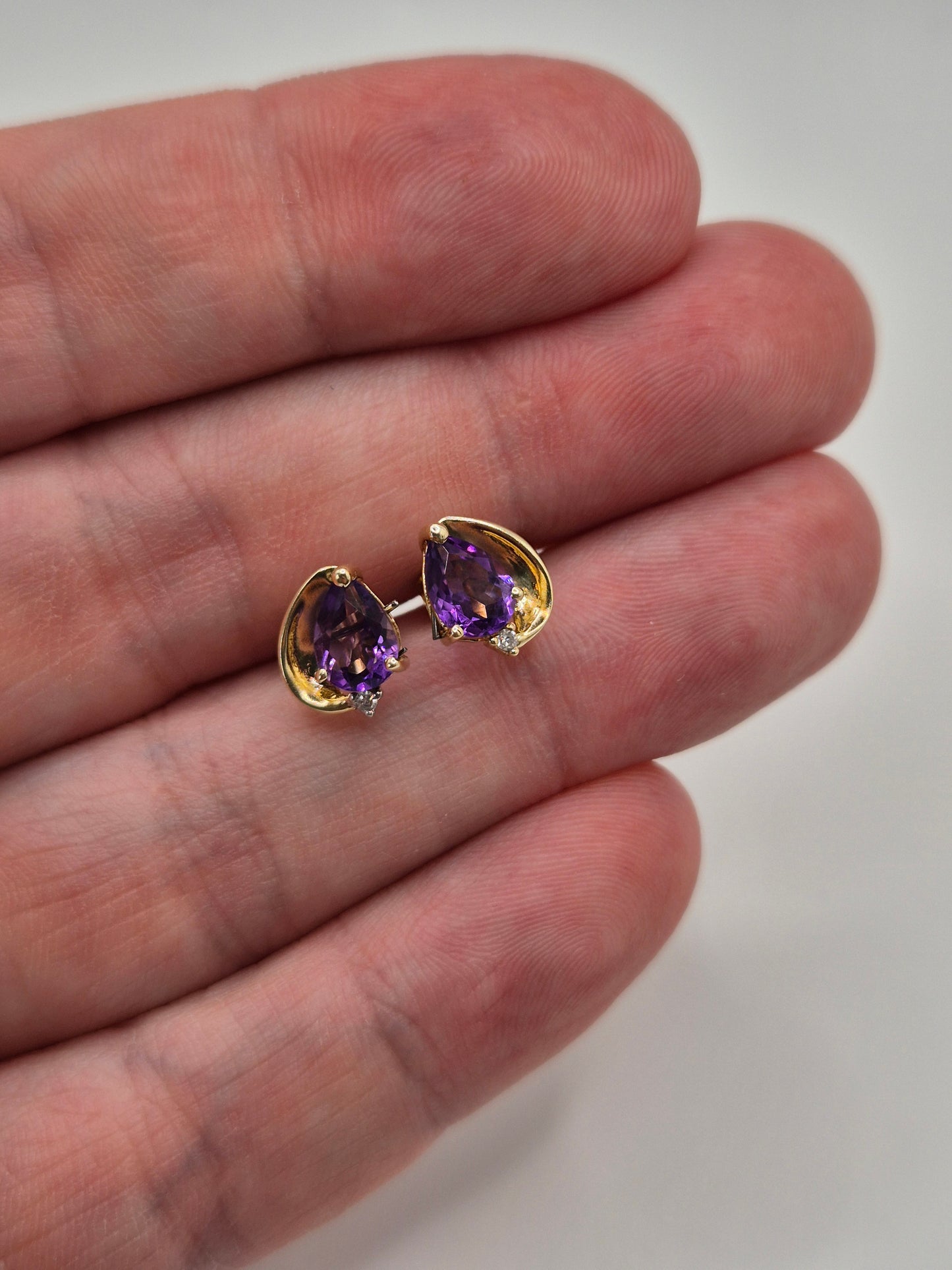 9ct gold amethyst and diamond earrings