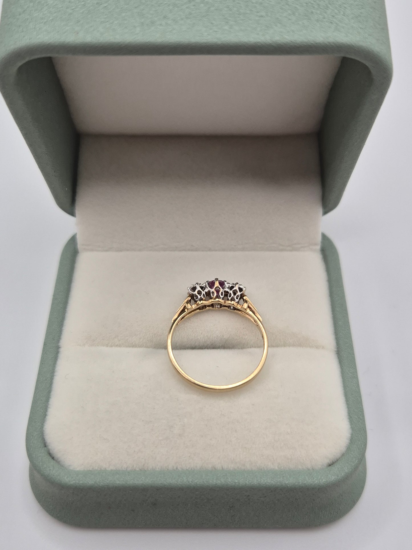 9ct gold ruby and diamond ring