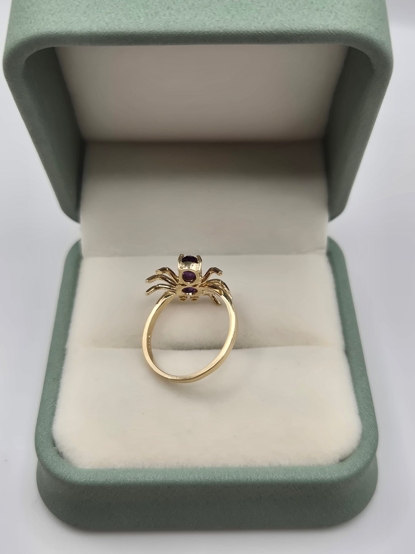 9ct gold amethyst and diamond spider ring