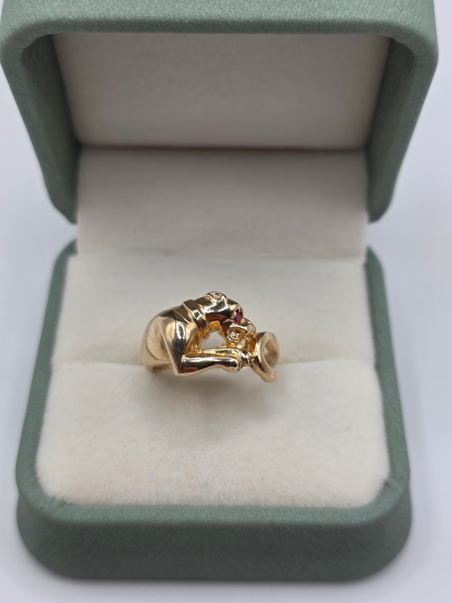 9ct gold ruby panther ring