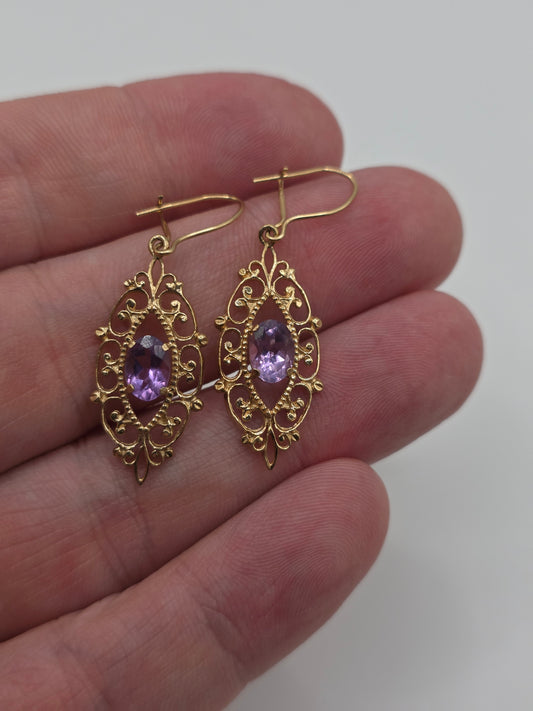9ct gold amethyst earrings