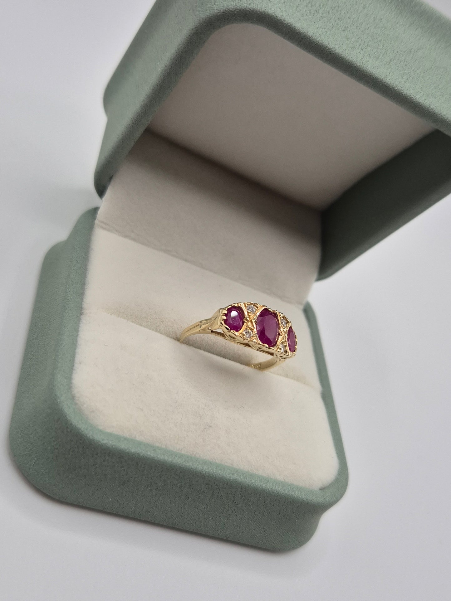 9ct gold ruby and diamond ring
