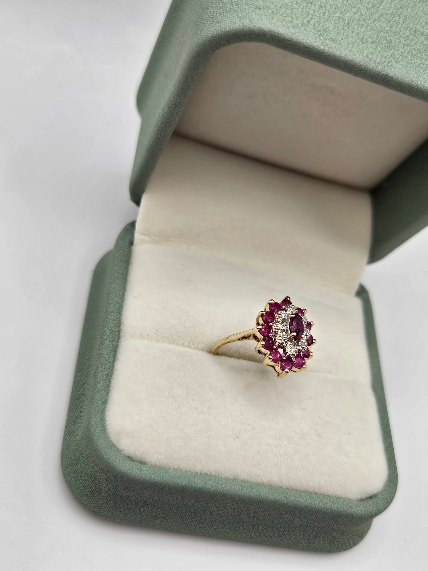 9ct gold ruby and diamond ring