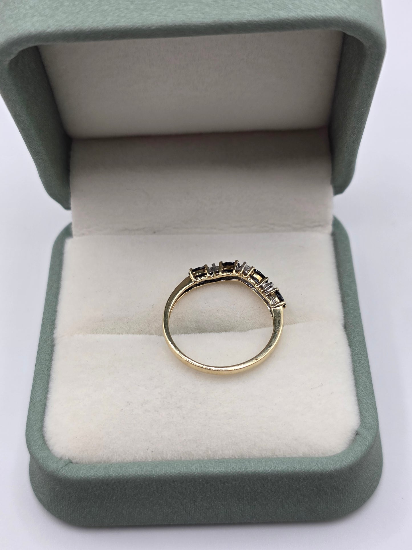9ct gold sapphire and diamond wishbone ring