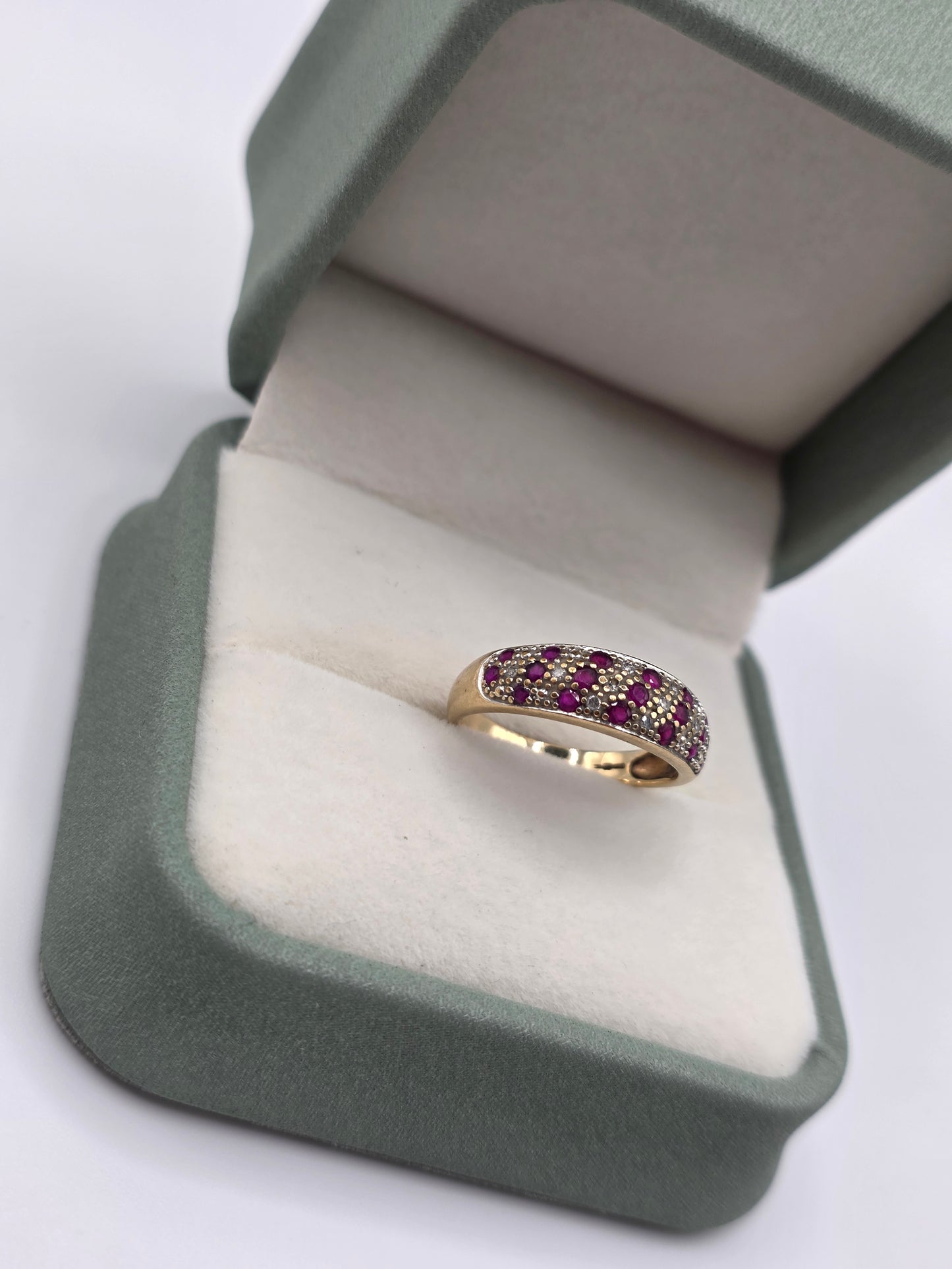 9ct gold ruby and diamond ring