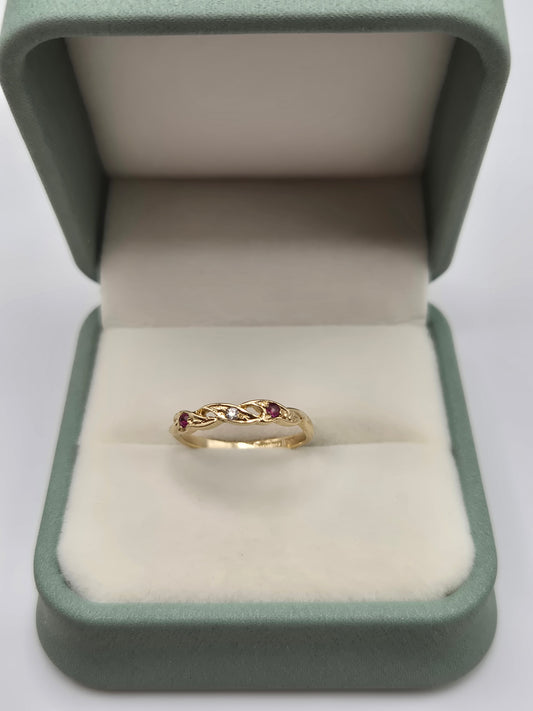 9ct gold ruby and diamond ring