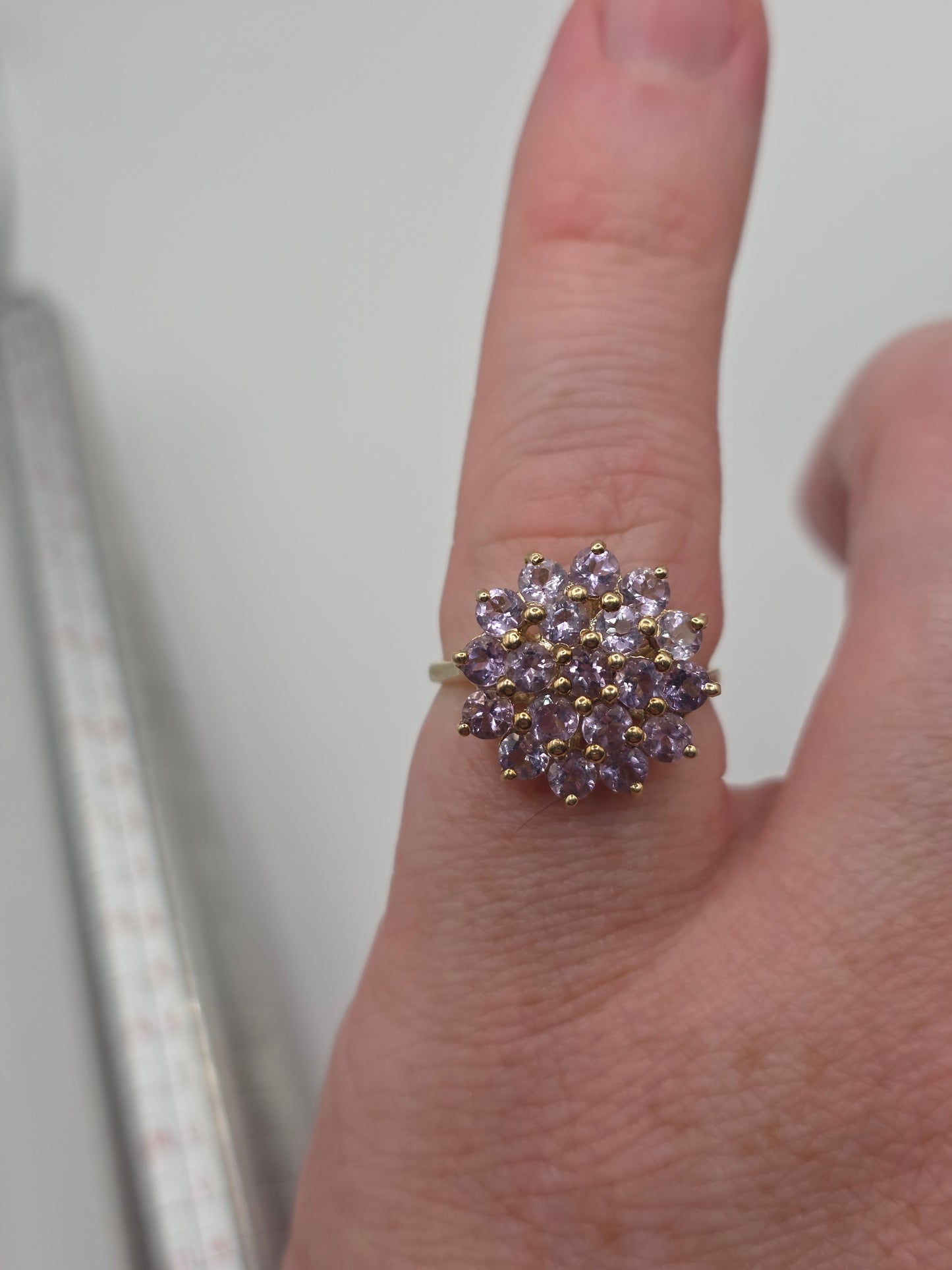 9ct gold pale amethyst cluster ring