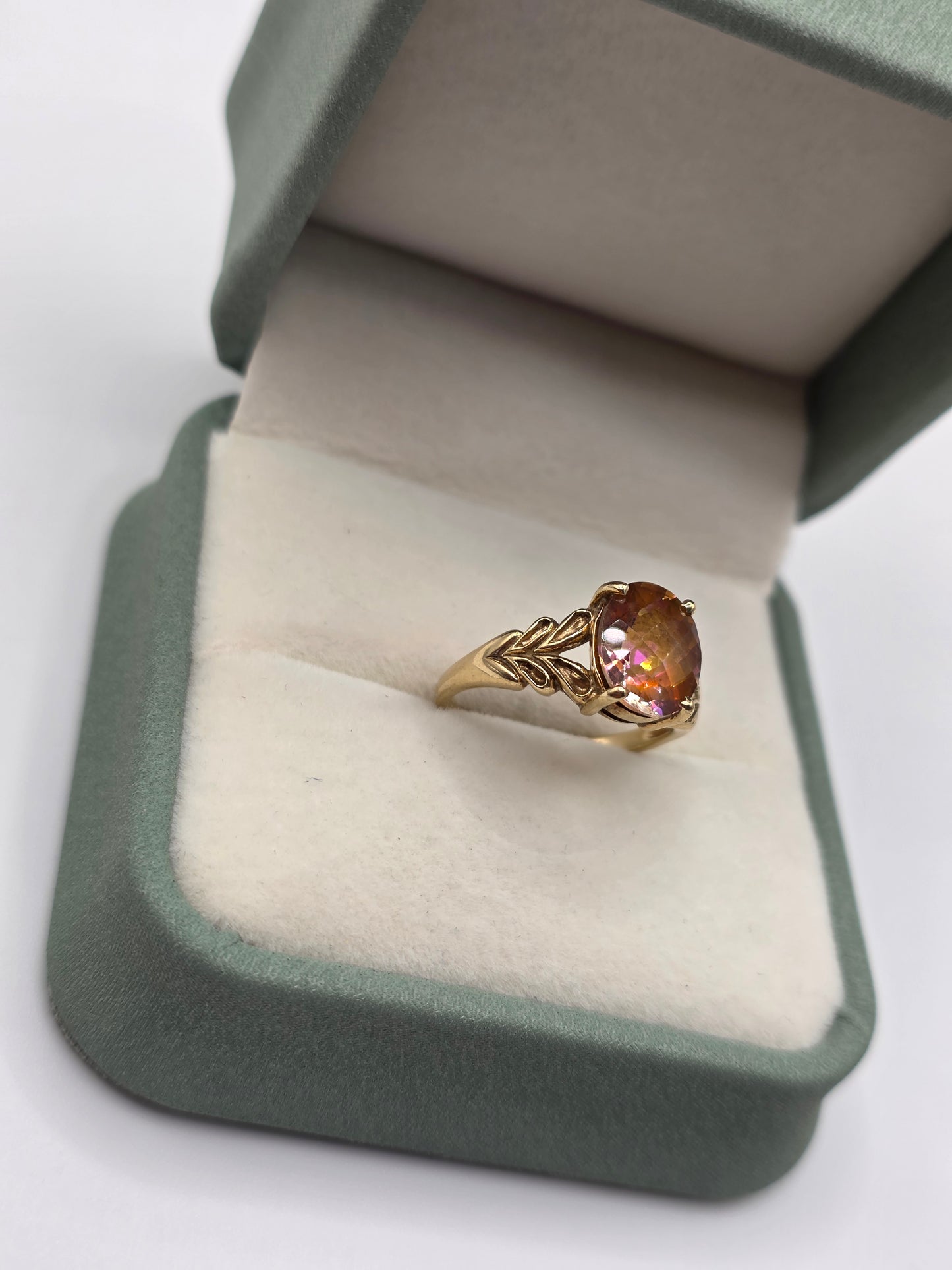 9ct gold mystic topaz ring