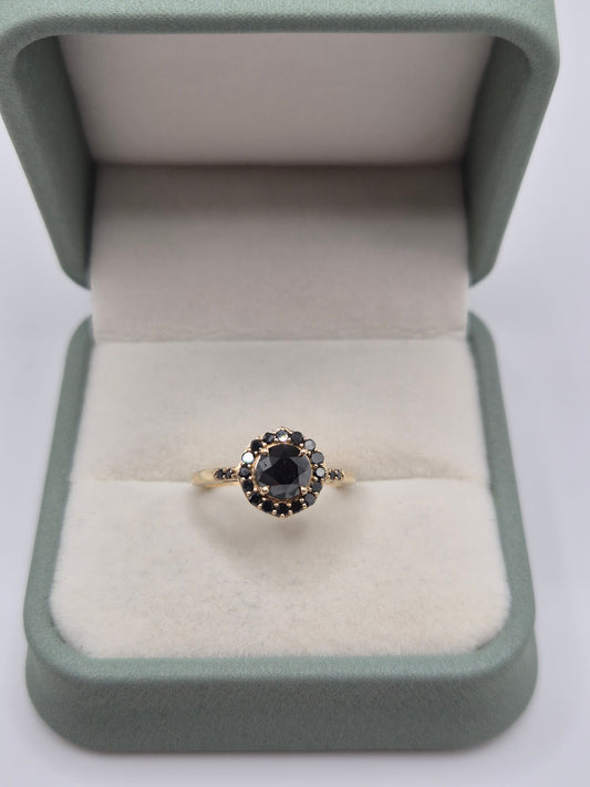 9ct gold black diamond ring