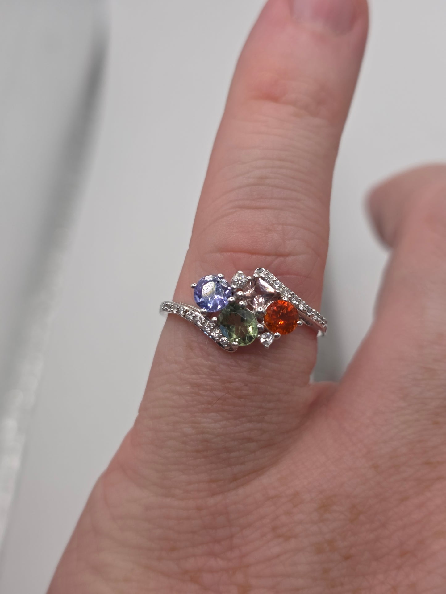 9ct white gold multigem ring