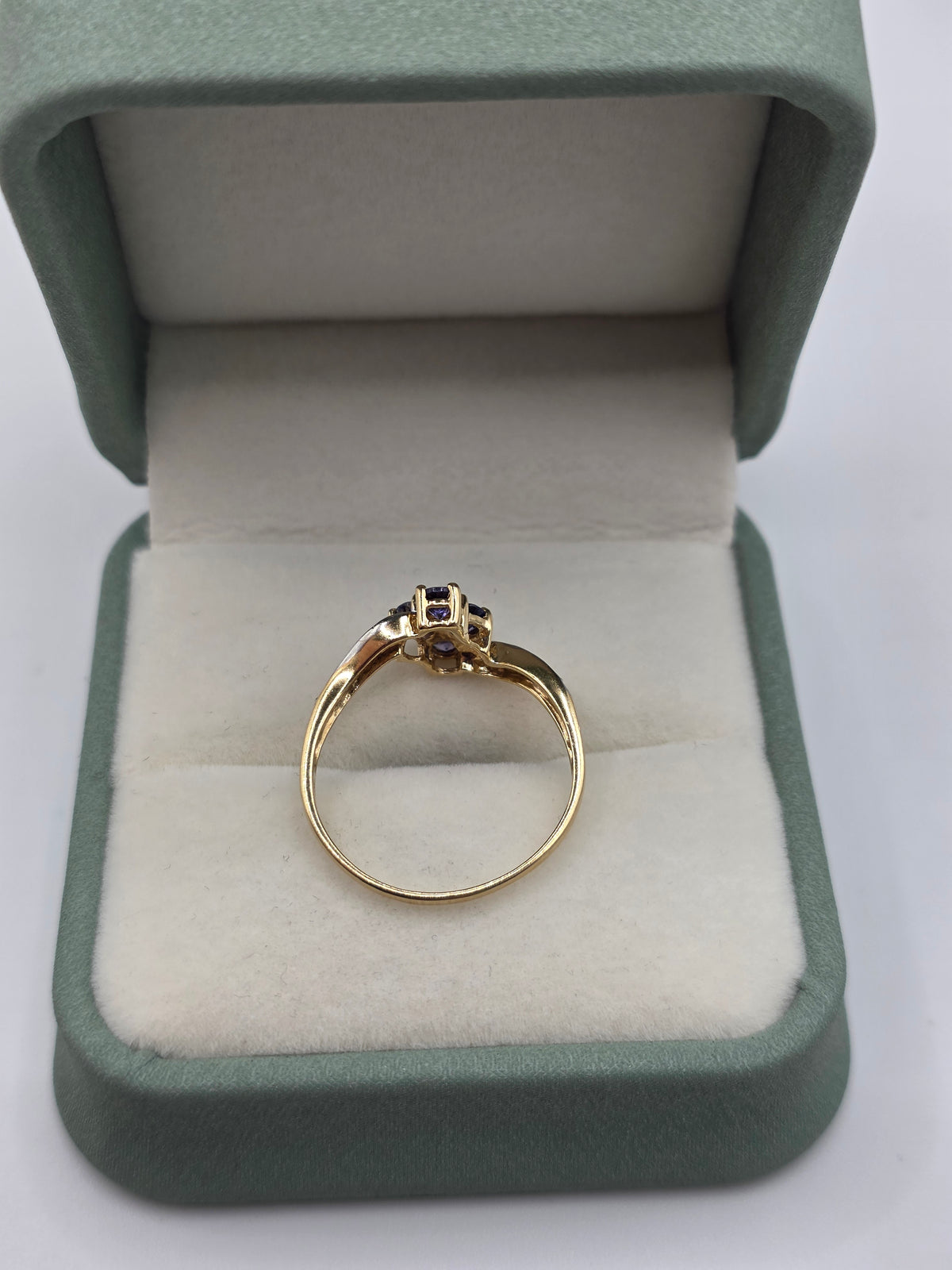 9ct gold tanzanite and white topaz ring