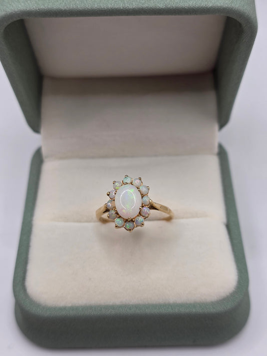 9ct gold opal cluster ring